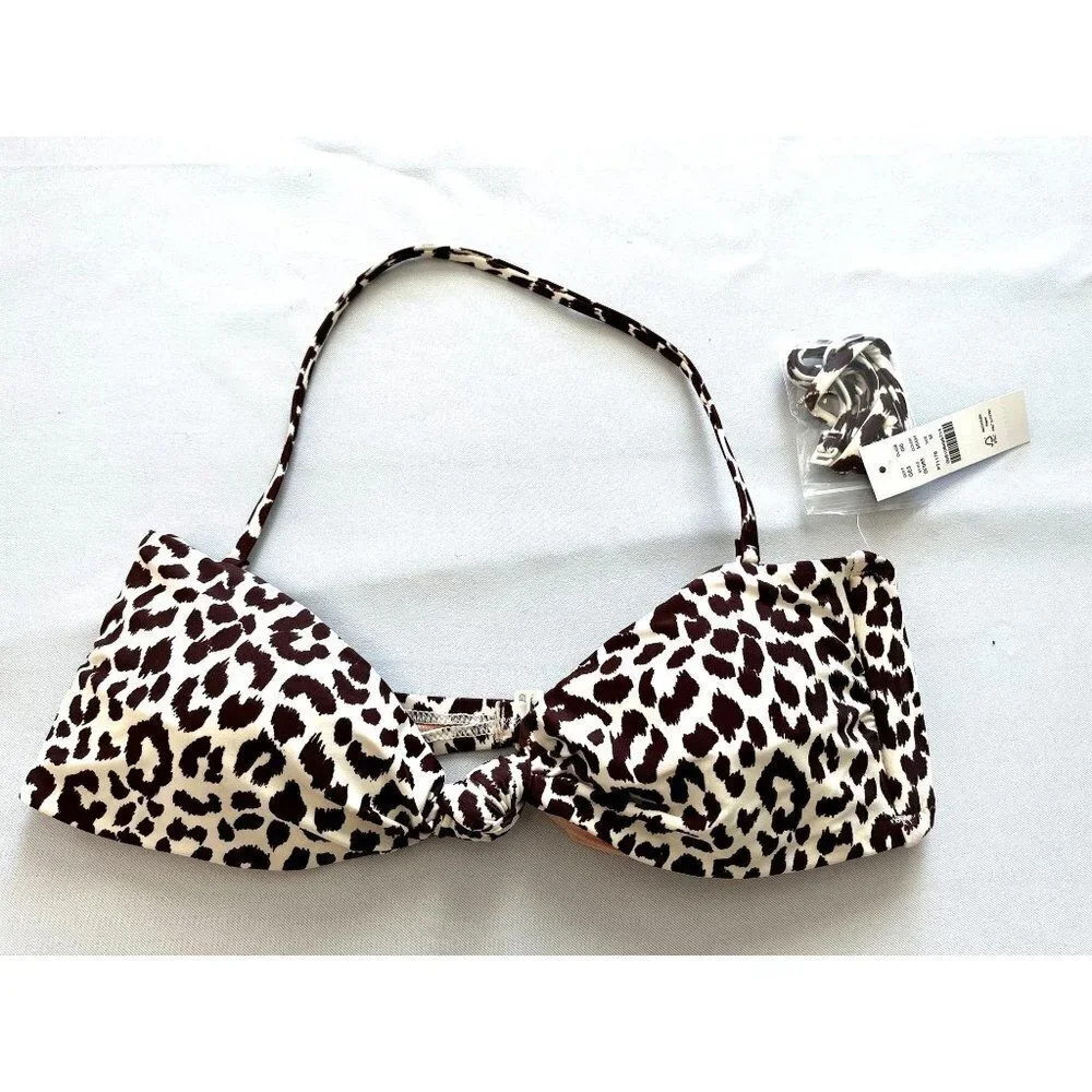 NWT J.Crew Knot Bandeau Leopard Print Bikini Top